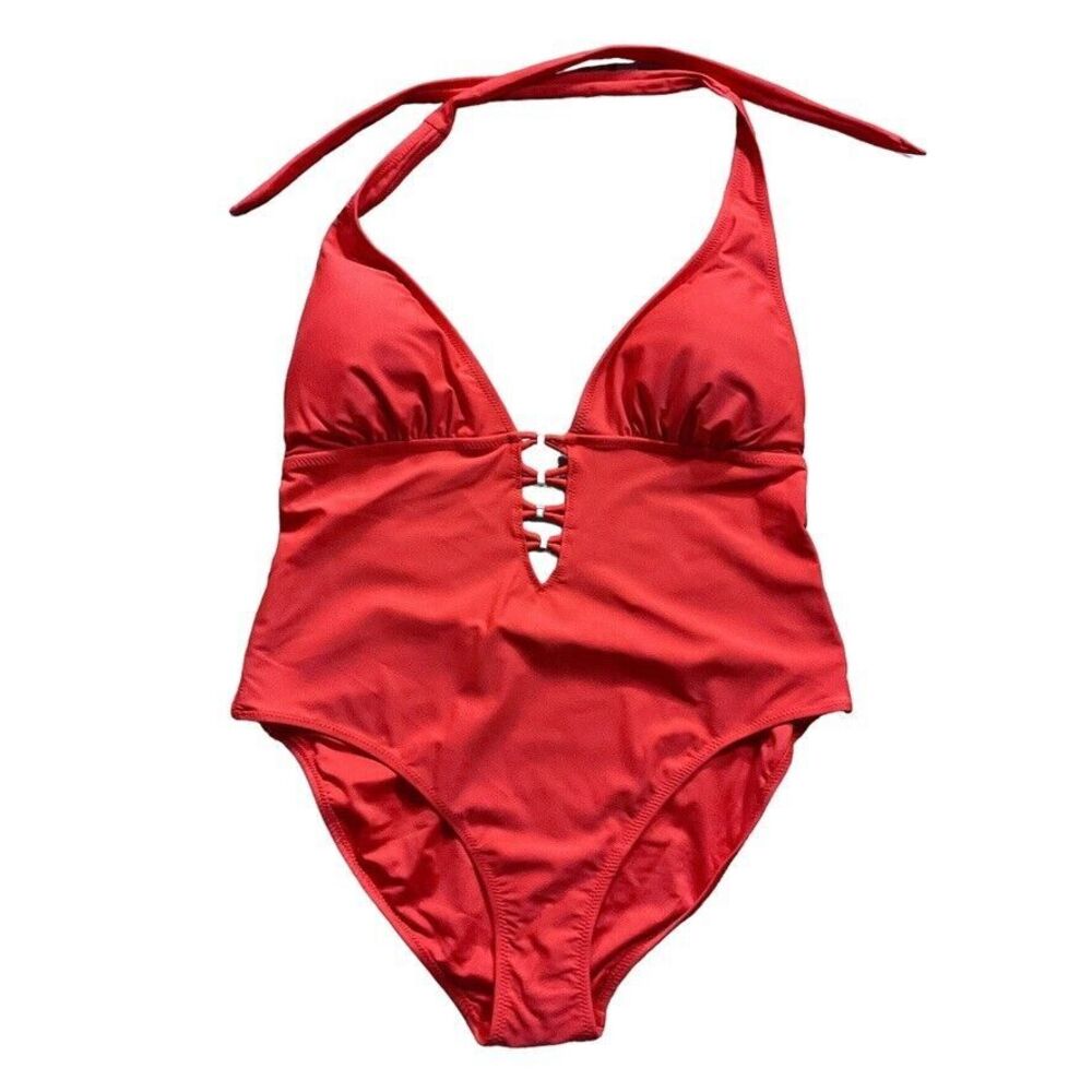 City Chic Womens Swimsuit siz 16 new nwt Tigerlilly Red Gidget One Piece HighLeg
